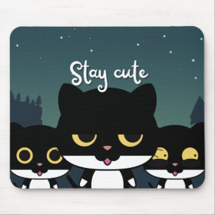 Alfombrilla De Ratón Gato de Ilustracion negro