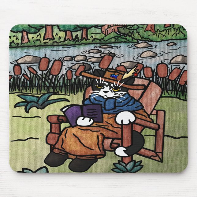 Alfombrilla De Ratón Gato de jardín de lectura al aire libre (Frente)