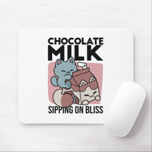 Alfombrilla De Ratón Gato de Leche Chocolate Kawaii – Bebida Acogedora 