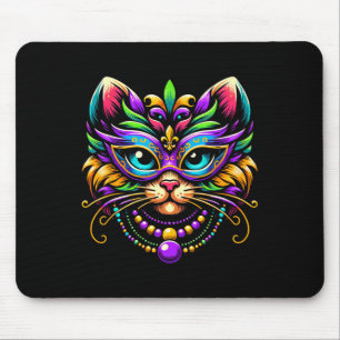 Alfombrilla De Ratón Gato de Mardi Gras con máscara sombrero de bufón d