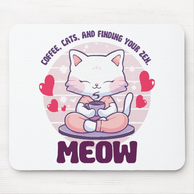 Alfombrilla De Ratón Gato de meditación - Gato Kawaii (Frente)