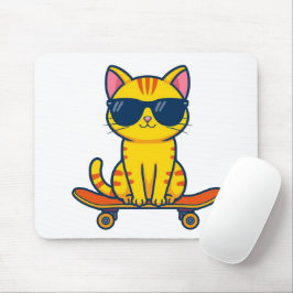 Alfombrilla De Ratón Gato de monopatín genial con gafas de sol Cartoon 