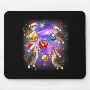 Alfombrilla De Ratón Gato de Navidad en el Espacio Adornos Meowy Xmas G