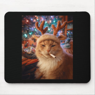 Alfombrilla De Ratón Gato de Navidad Fumando Cigarrillo Meme Gen Z Como