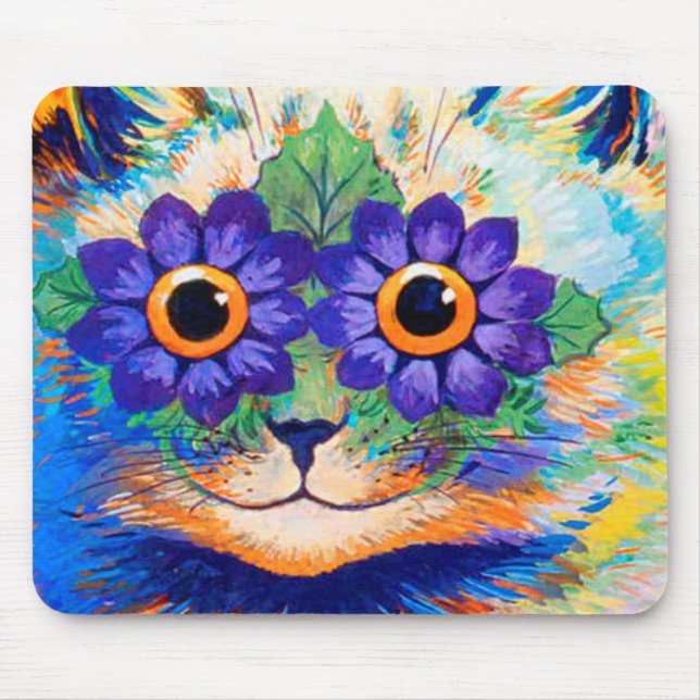 Alfombrilla De Ratón Gato de ojos florales de Louis Wain (Frente)