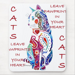 Alfombrilla De Ratón Gato de Paisley en azul y púrpura