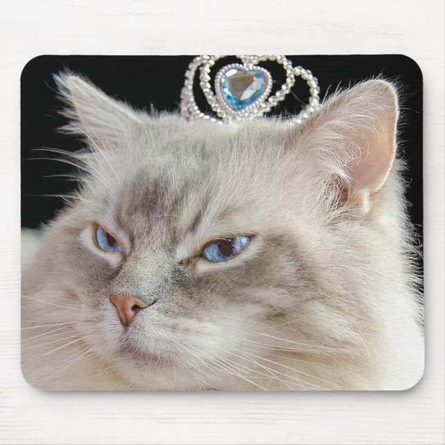 Alfombrilla De Ratón Gato de Ragdoll con Tiara (Frente)