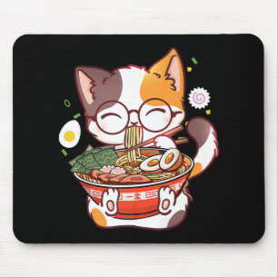 Alfombrilla De Ratón Gato de Ramen Comida japonesa Kawaii Anime Chicas