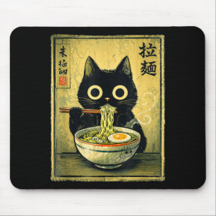 Alfombrilla De Ratón Gato de Ramen Kawaii Vintage Japonés Divertido Ret
