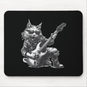 Alfombrilla De Ratón Gato de rock tocando guitarra Gracioso