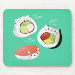 Alfombrilla De Ratón Gato de sushi lindo<br><div class="desc">Un sushi gato kawaii. Esta gran oportunidad para todos los amantes de los gatos. Si te gusta el sushi, este impresionante diseño kawaii es para ti. Combinación delicada de gatos gatos gatos dulces y rollos de sushi. Futomaki, nigiri y California roll están haciendo lindos ruidos de gatos - mau, mau,...</div>
