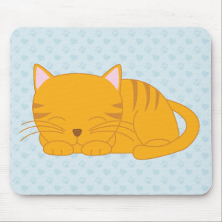 Alfombrilla De Ratón Gato de Tabby anaranjado el dormir