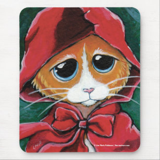 Alfombrilla De Ratón Gato de Tabby del jengibre del Caperucita Rojo el