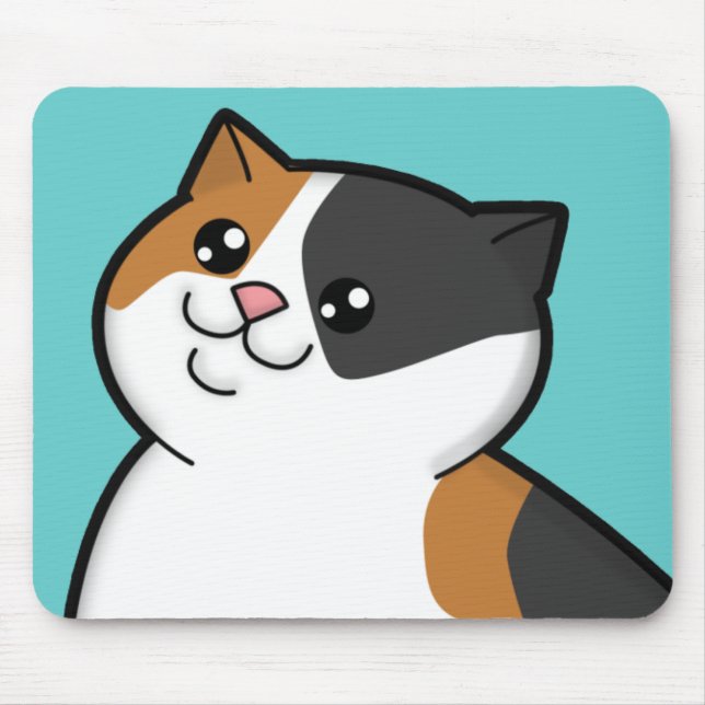Alfombrilla De Ratón Gato de Tabby gordo feliz del calicó Mousepad (Frente)