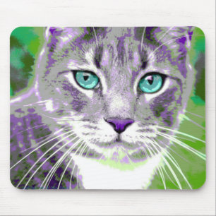 Alfombrilla De Ratón Gato de Tabby gris del arte pop
