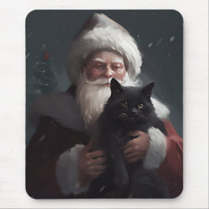 Alfombrilla De Ratón Gato de Tuxedo con Navidades festivos de Santa Cla