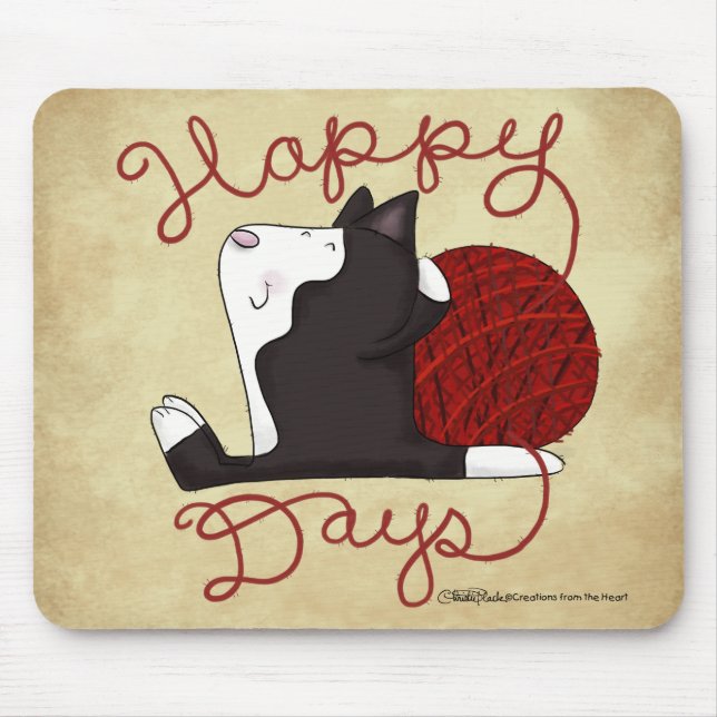 Alfombrilla De Ratón Gato de Tuxedo - Días felices (Frente)