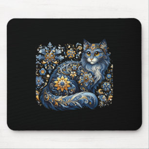 Alfombrilla De Ratón Gato de Ucrania Floral Vintage Bandera Ucraniana V