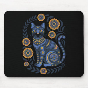 Alfombrilla De Ratón Gato de Ucrania Floral Vintage Bandera Ucraniana V