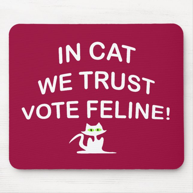 Alfombrilla De Ratón Gato de votación con texto blanco (Frente)