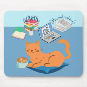 Alfombrilla De Ratón Gato del escritor de postergación