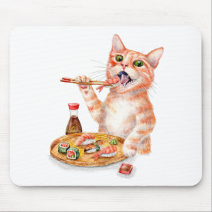 Alfombrilla De Ratón Gato del sushi
