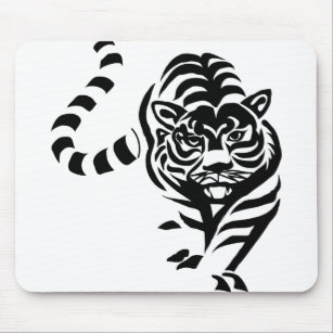 Alfombrilla De Ratón Gato del tigre Big Black White Stripes Prowl Walk