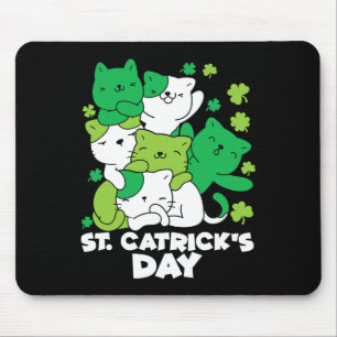 Alfombrilla De Ratón Gato Día de San Patricio Gato Duende Feliz Día de