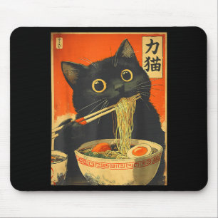 Alfombrilla De Ratón Gato divertido de anime retro Ramen japonés Gráfic