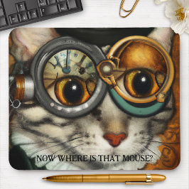 Alfombrilla De Ratón Gato divertido de gafas Steampunk