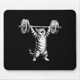 Alfombrilla De Ratón Gato divertido de gimnasio de levantamiento de pes