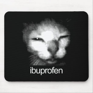 Alfombrilla De Ratón Gato divertido Ibuprofeno Meme Retro Cara de gato 