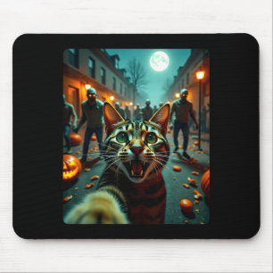 Alfombrilla De Ratón Gato Divertido Selfie Halloween Zombies Humor