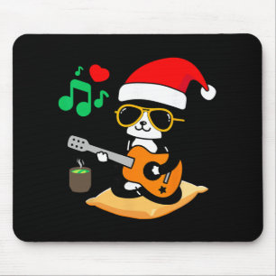 Alfombrilla De Ratón Gato Divertido Tocando Guitarra Gafas Gato Gorro D