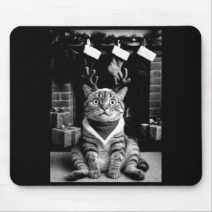 Alfombrilla De Ratón Gato Divertido Tomando Selfie Navidad Xmas Pijamas