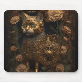 Alfombrilla De Ratón Gato dorado gótico steampunk