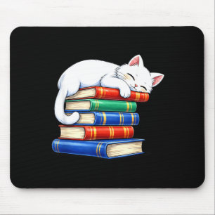 Alfombrilla De Ratón Gato dormido acogedor y lindo y libros gusanito de