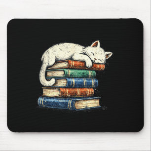 Alfombrilla De Ratón Gato dormido adorable y lindo y libros divertido a