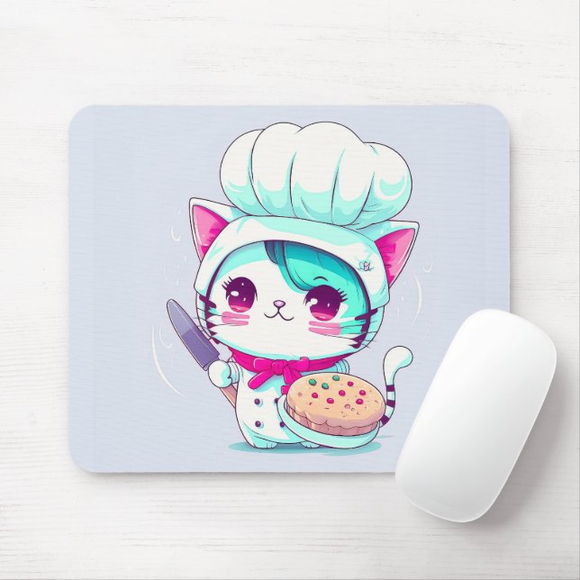 Alfombrilla De Ratón Gato dulce de pastelería de panadería con bizcocho (Con ratón)