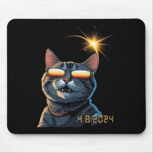 Alfombrilla De Ratón Gato Eclipse Solar 2024 con gafas eclipses 1