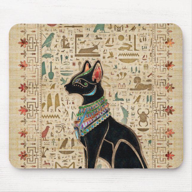 Alfombrilla De Ratón Gato egipcio - Bastet en el papiro (Frente)