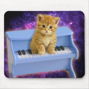Alfombrilla De Ratón Gato en el piano azul
