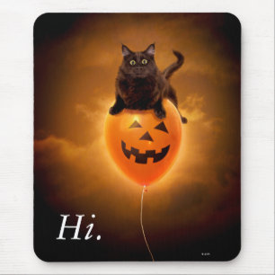 Alfombrilla De Ratón Gato en globo de Halloween