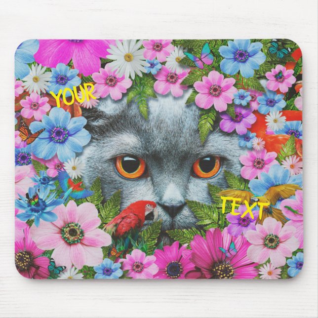 Alfombrilla De Ratón Gato en la flor (Frente)