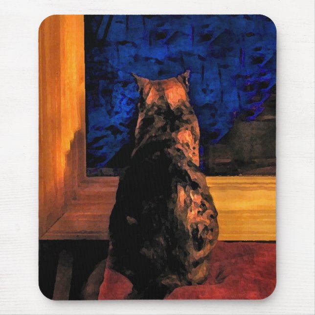 Alfombrilla De Ratón Gato en la ventana (Frente)