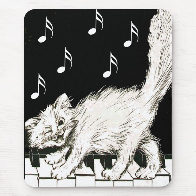Alfombrilla De Ratón Gato en las llaves del piano (Frente)