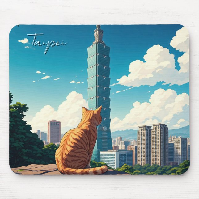Alfombrilla De Ratón Gato en Taipei 101 Taiwán (Frente)