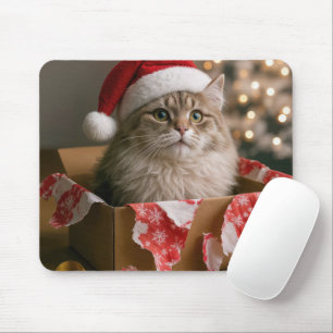 Alfombrilla De Ratón Gato en una caja de regalo de Navidad