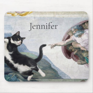 Alfombrilla De Ratón Gato esmoquin tocando la pata divina              