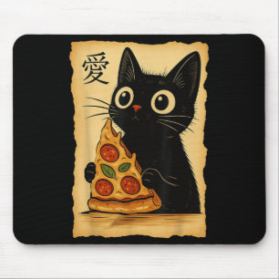 Alfombrilla De Ratón Gato estético japonés Kawaii Anime Cat Pizza Eati